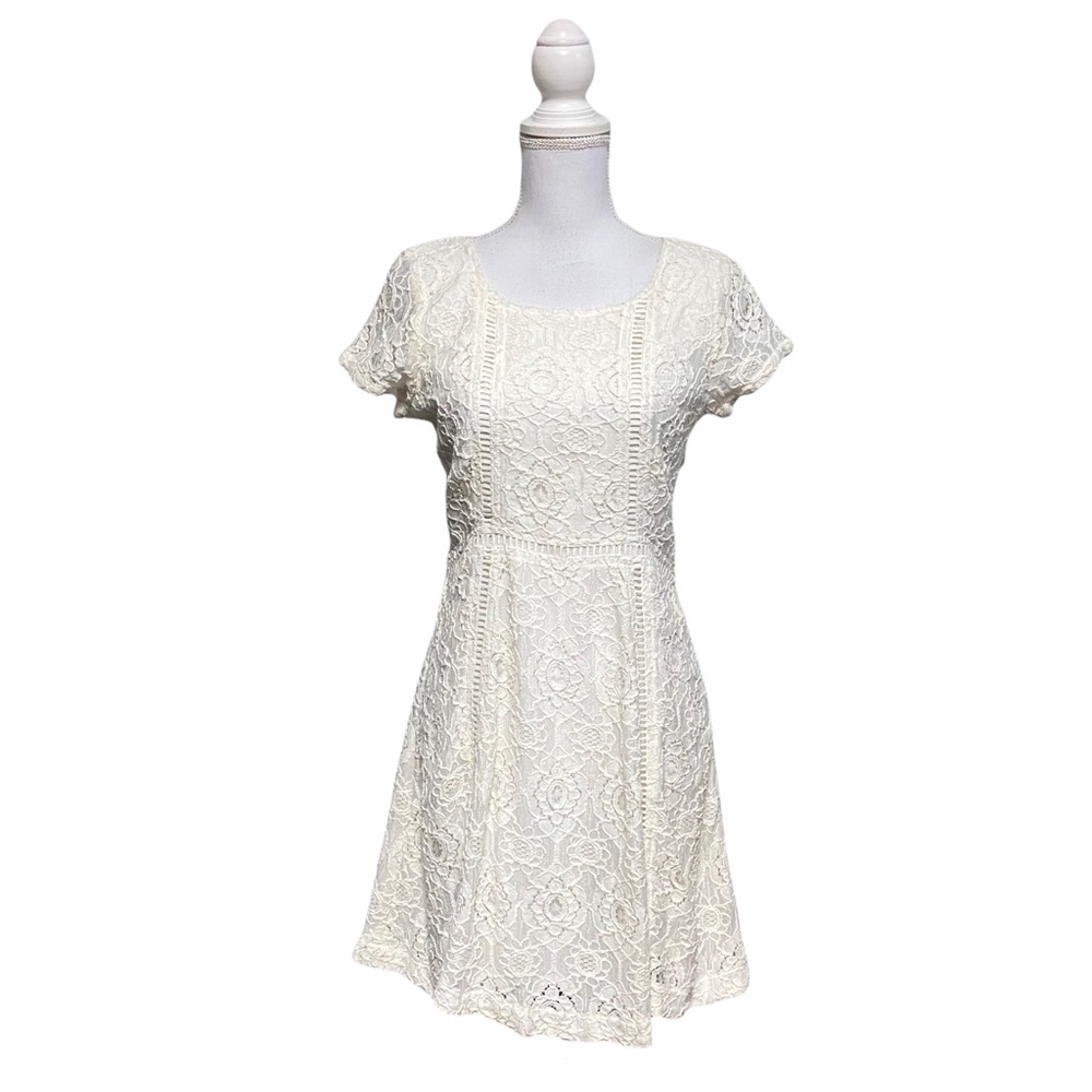 NWT $49 White Lace A line Dress Casual Chruch Guest Classic Country